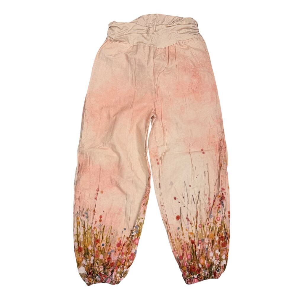 Buddha Stones Harem Pants Wildflower Print Handmade Medium US 6